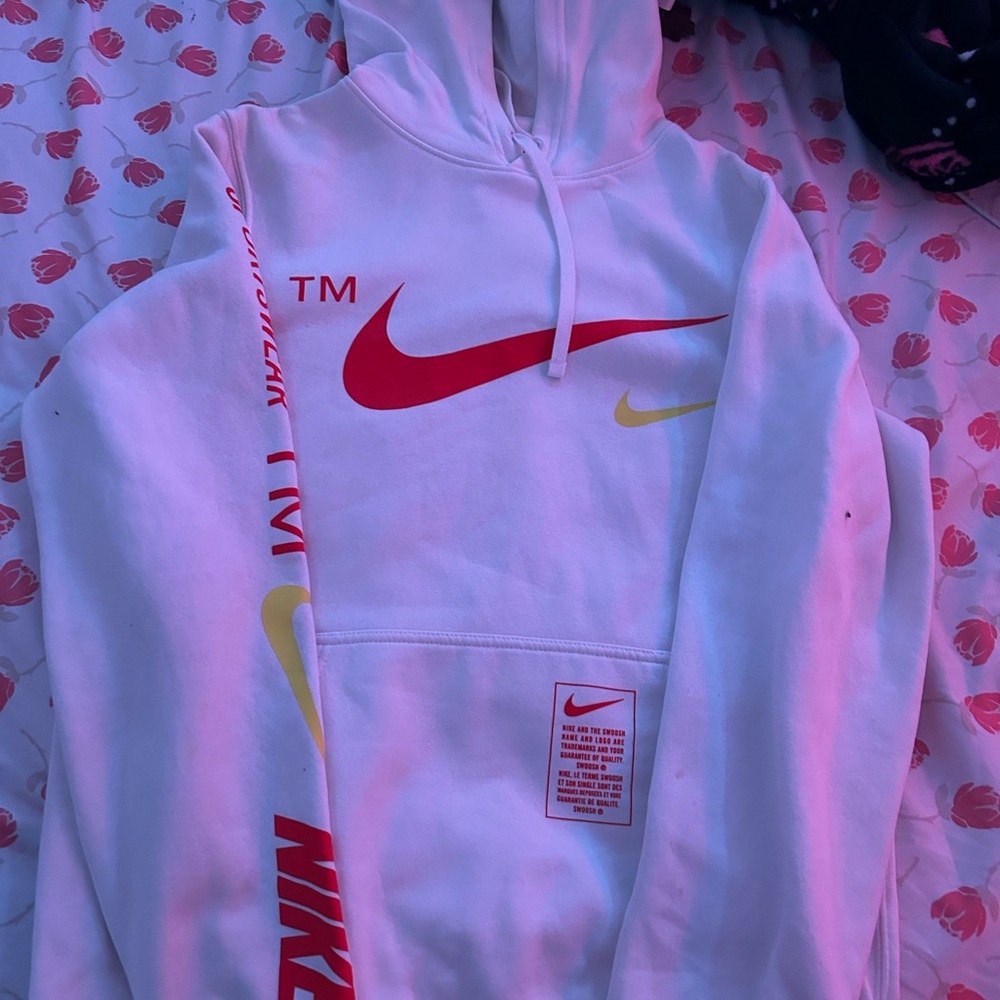 Nike White Hoodie with Black Logo